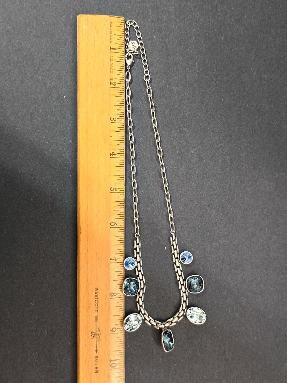 Touchstone Crystal Swarovski Basketweave Blue Ombre Necklace - Picture 5 of 6